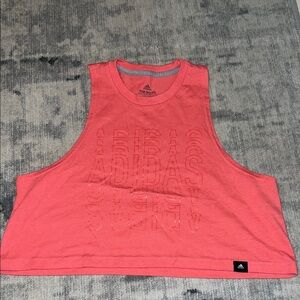 adidas Coral Pink Cropped Muscle Tank Top